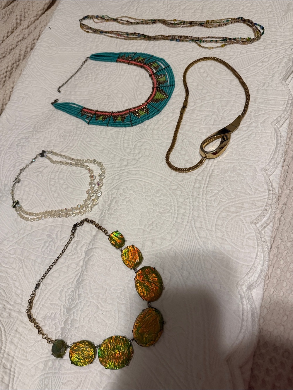 Handcrafted Turquoise Multi-Bead Statement Necklace by